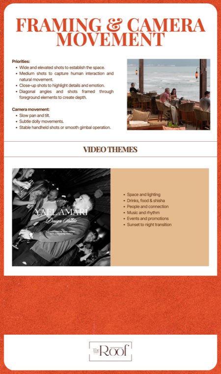 Arket Framing & Camera Movement fra Media Direction: utsnitt, kamerabevegelse og en liste over videotemaer
